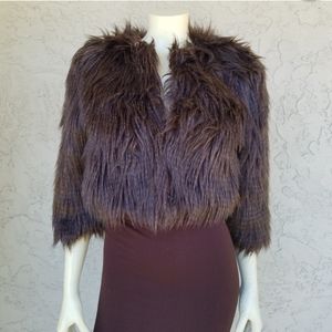 Bebe Brown Fur Cropped Jacket